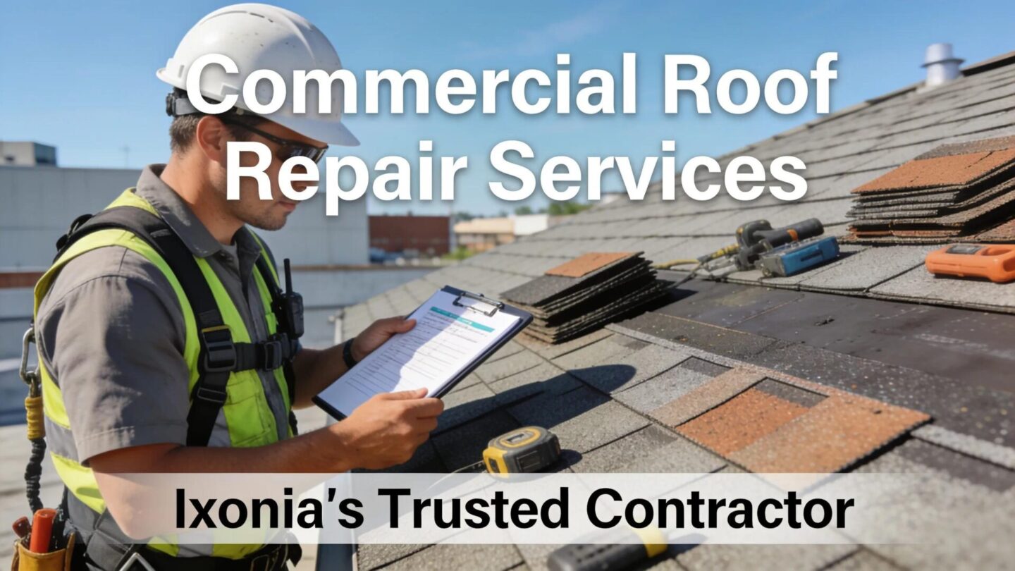 Professional contractor inspecting commercial roof repairs, highlighting essential services in Ixonia